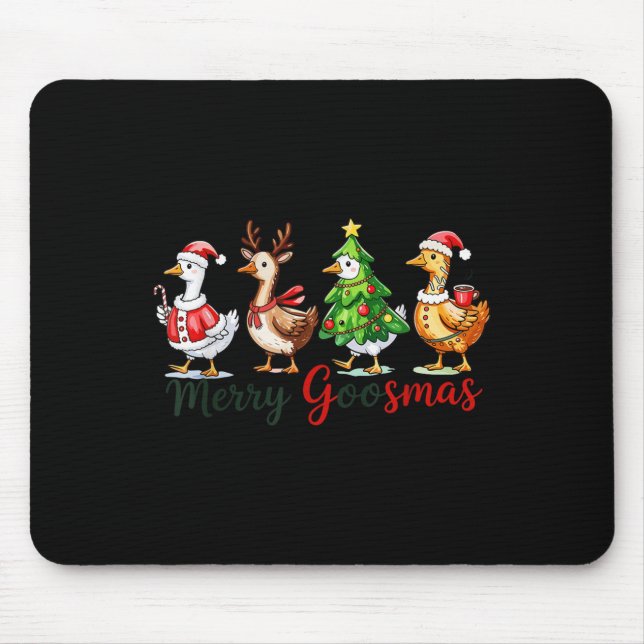 Mousepad Retro Christmas Goose Xmas Merry Goosmas  (Frente)