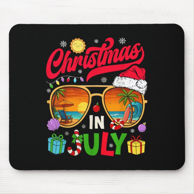 Mousepad Retro Christmas In July Sungles Beach Summer Hawai (Frente)