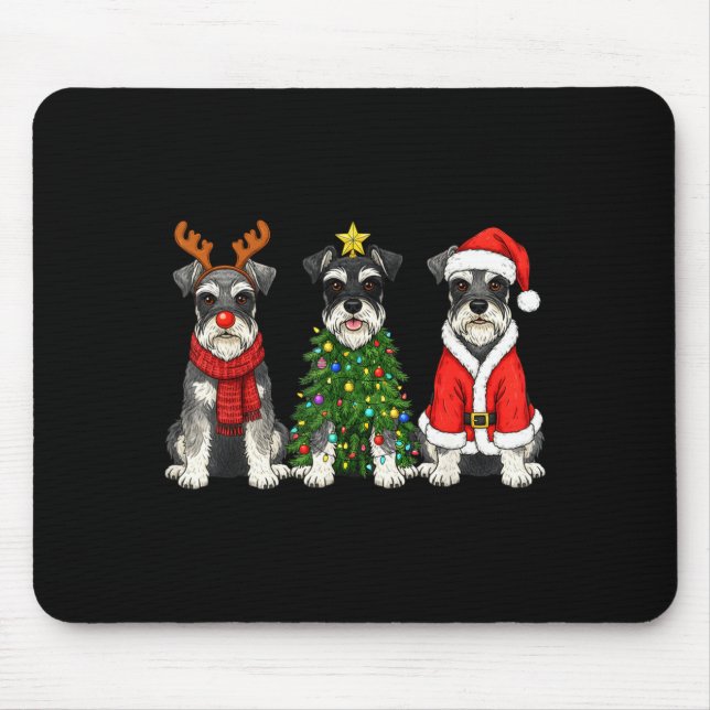 Mousepad Retro Christmas Miniature Schnauzer Santa Reindeer (Frente)