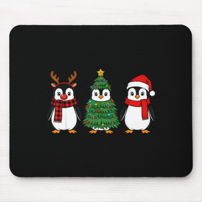 Mousepad Retro Christmas Penguin Santa Reindeer  (Frente)