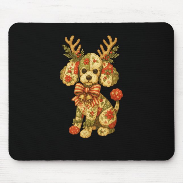 Mousepad Retro Christmas Season Patchwork Odle Dog Squad Fa (Frente)