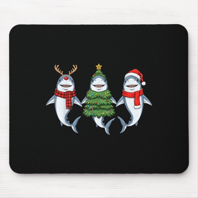 Mousepad Retro Christmas Shark Santa Reindeer  (Frente)