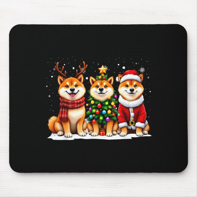 Mousepad Retro Christmas Shiba Inu Santa Reindeer Dog Lover (Frente)