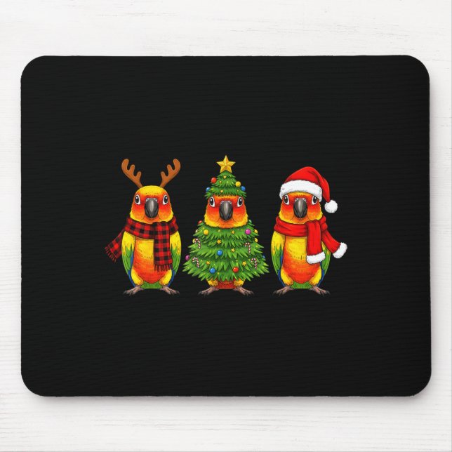 Mousepad Retro Christmas Sun Conure Parrot Santa Reindeer  (Frente)