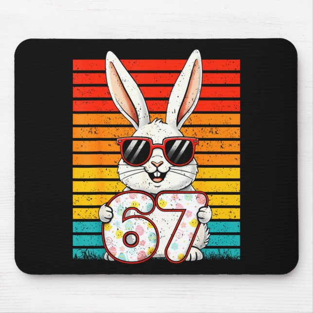 Mousepad Retro Coelho da Páscoa Feliz 67 Seis Sete Meme Men (Frente)