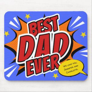 Mousepad Retro Comic Super-herói Melhor Pai de Todos os Tem