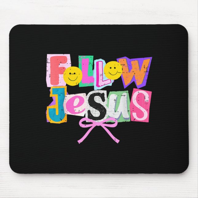Mousepad Retro Coquette Cute Follow Jesus Bible Verse Faith (Frente)
