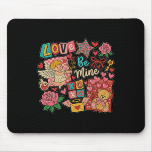 Mousepad Retro Dia dos Namorados Xoxo Seja Minha Rosa Cupid