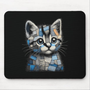 Mousepad Retro Divertido Remendo de Denim Animal Gato Impre