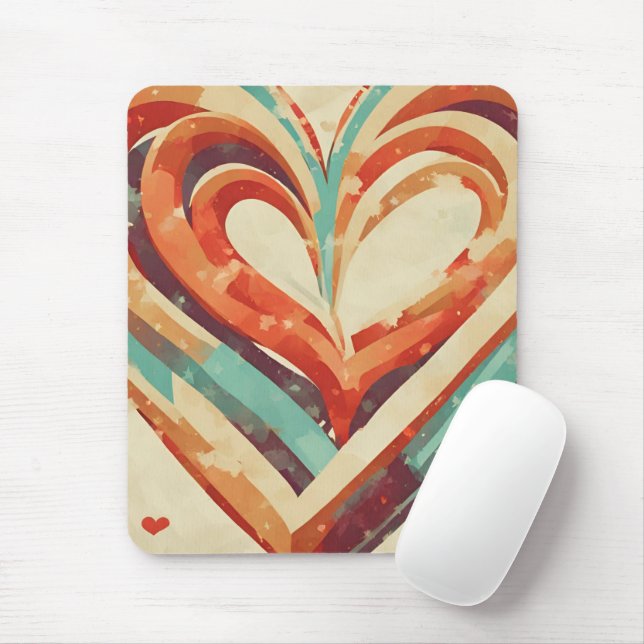 Mousepad Retro em Forma de Coração (Com mouse)