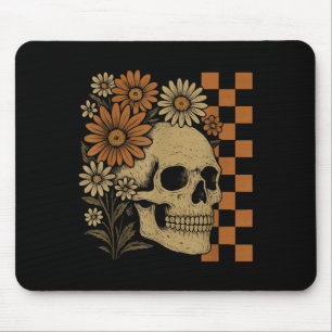 Mousepad Retro Esqueleto Floral Funny Skull Halloween
