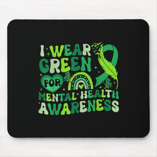 Mousepad Retro Eu Visto Verde Para A Lua De Consciência Da  (Frente)