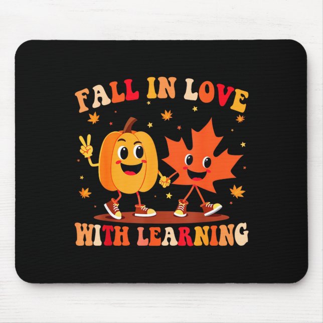 Mousepad Retro Fall In Love With Learning Autumn Pumpkin Te (Frente)