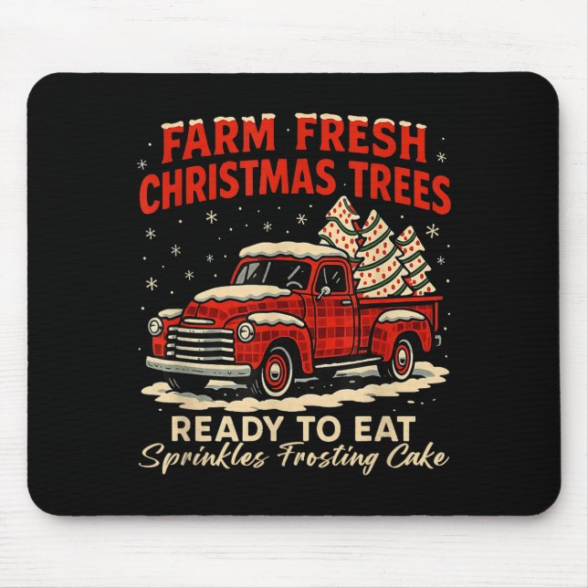 Mousepad Retro Farm Fresh Debbie Christmas Cake Red Truck H (Frente)