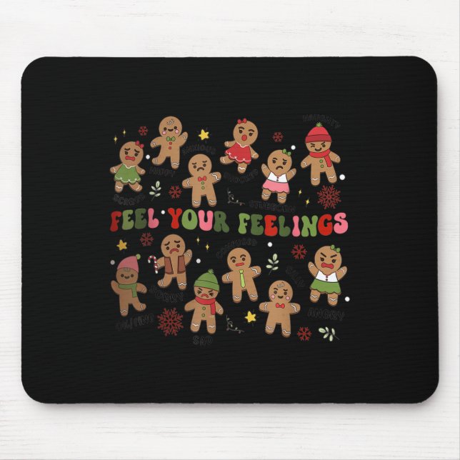 Mousepad Retro Feel Your Feelings Gingerbread Christmas Men (Frente)