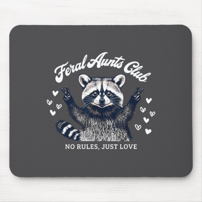 Mousepad Retro Feral Aunts Club Raccoon Auntie Pregnancy An (Frente)