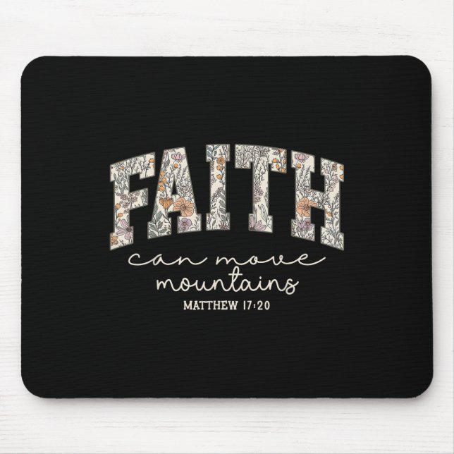 Mousepad Retro Floral Fé Pode Mover Montanhas Religioso C (Frente)