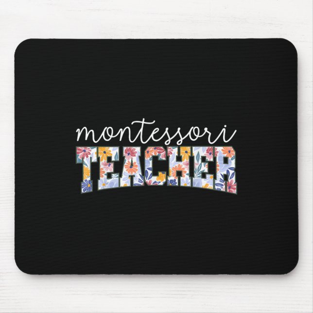 Mousepad Retro Floral Montessori Teacher Instructor Educato (Frente)