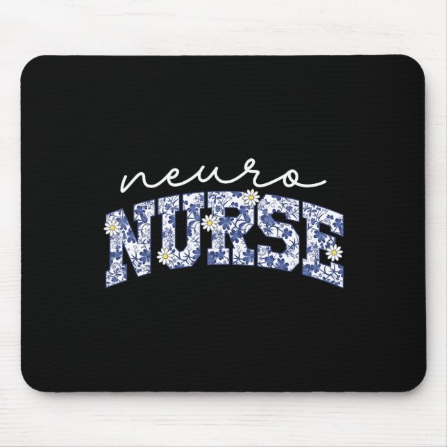 Mousepad Retro Floral Neuro Nurse Neurology Neurologist Rn  (Frente)
