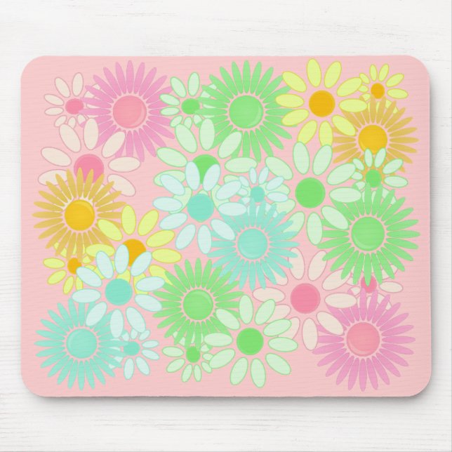 Mousepad retro flower power do estilo da margarida (Frente)