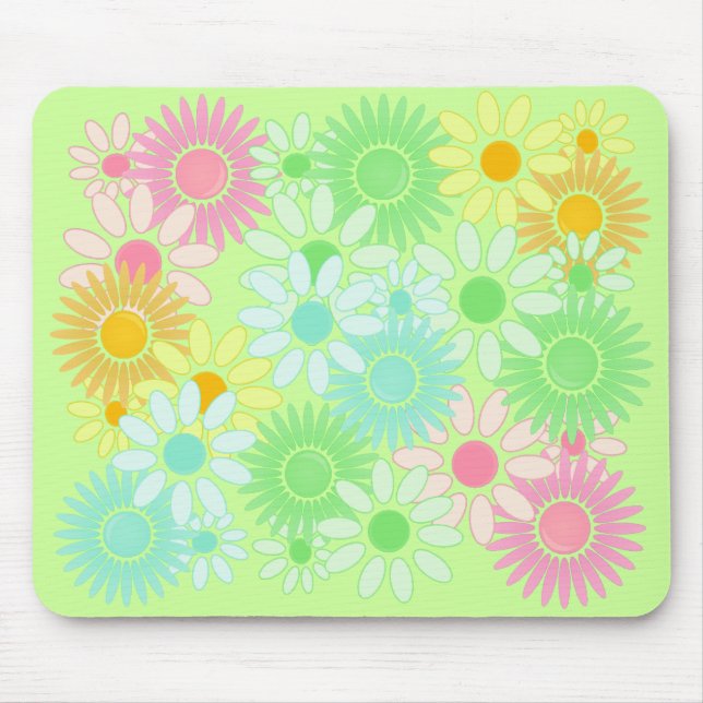 Mousepad retro flower power do estilo da margarida (Frente)