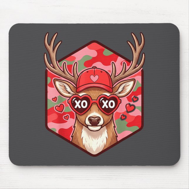 Mousepad Retro Funny Boys Valentines Day Hunting Deer Camo  (Frente)
