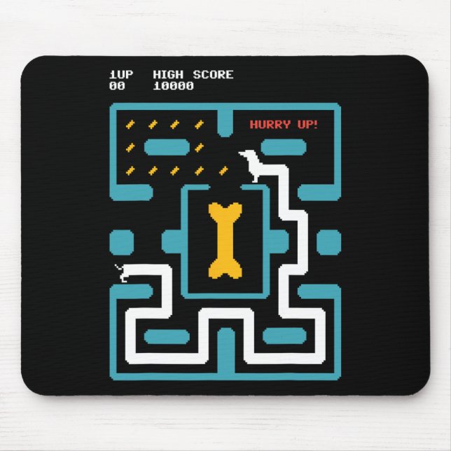 Mousepad Retro Gaming Console Video Game Dog 80s Arcade  (Frente)