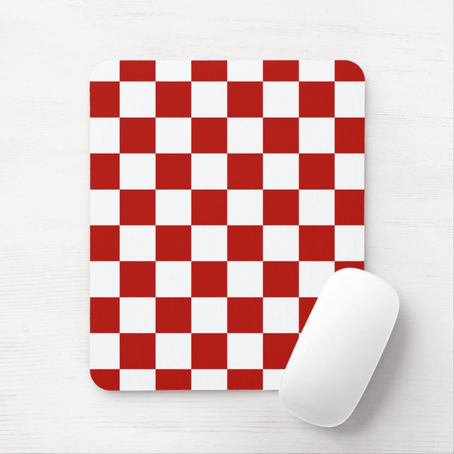 Mousepad Retro geométrico branco-vermelho-quadrado (Com mouse)