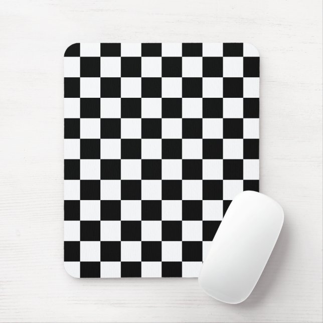 Mousepad Retro geométrico em preto e branco dos quadrados v (Com mouse)