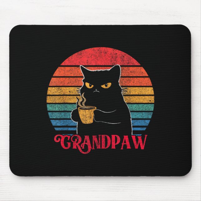 Mousepad Retro Grandpaw Funny Sarcastic Cat Lover Quote Gra (Frente)