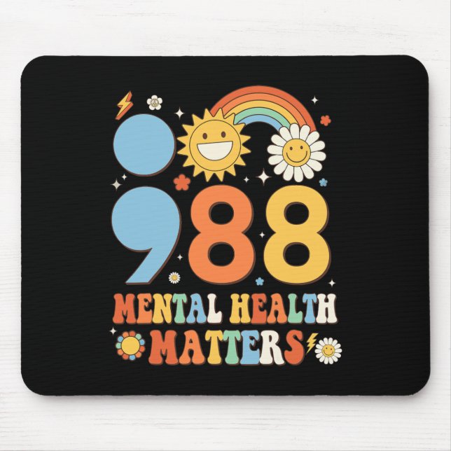 Mousepad Retro Groovy 988 Mental Health Importa Suicídio An (Frente)