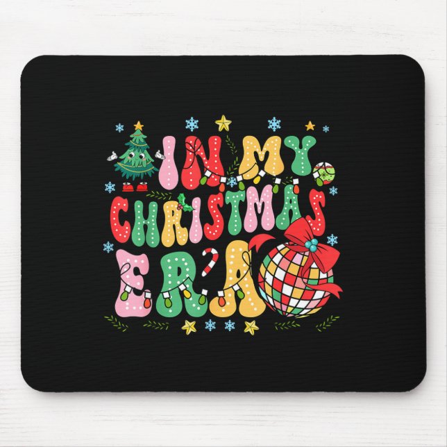 Mousepad Retro Groovy Christmas In My Christmas Era Xmas  (Frente)
