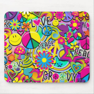 Mousepad Retro Groovy FUN 60 anos 60 Adorava Funky Colorido