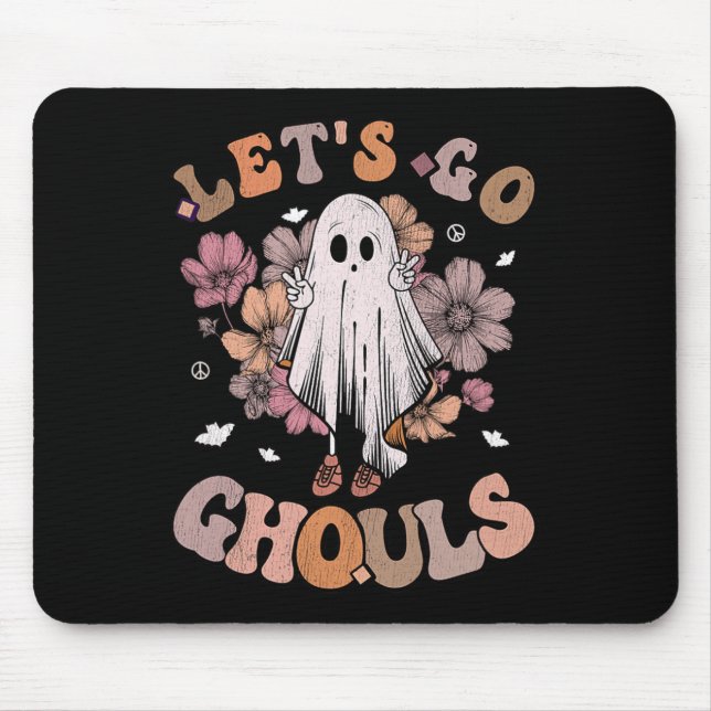 Mousepad Retro Groovy Go Ghouls Ghost 70s Hippie Hall (Frente)