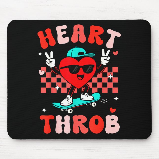 Mousepad Retro Groovy Heart Throb Valentines Day Toddlers B (Frente)