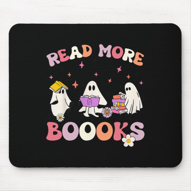 Mousepad retro Groovy Leia mais livros Ghost Boo ghouf Dive (Frente)