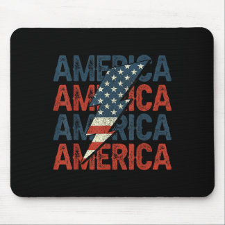 Mousepad Retro Groovy Lightning America Happy 4th Of J