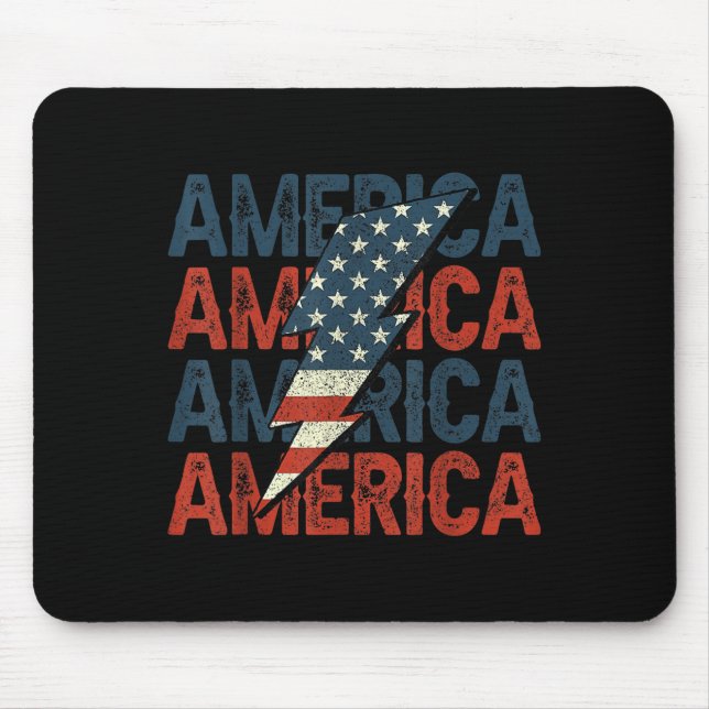 Mousepad Retro Groovy Lightning America Happy 4th Of J (Frente)