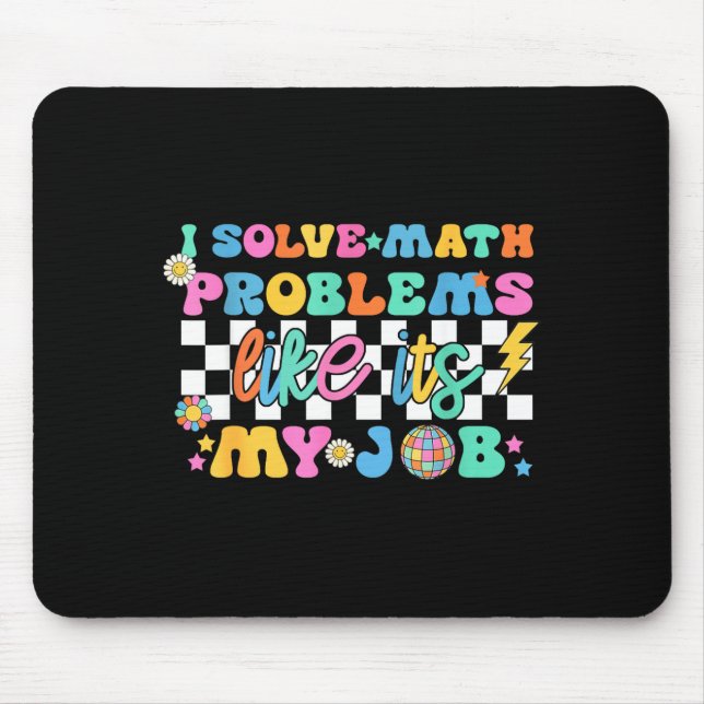 Mousepad Retro Groovy Math Teacher Funny Back To School Gif (Frente)