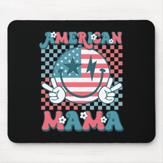 Mousepad Retro Groovy Quarto De Julho Sorri Para A Mãe Amer (Frente)