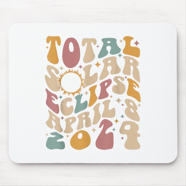 Mousepad Retro Groovy Total Eclipse Solar abril de 2024 (Frente)