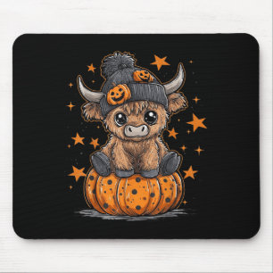 Mousepad Retro Halloween Highland Cow Moo I Significa Boo F