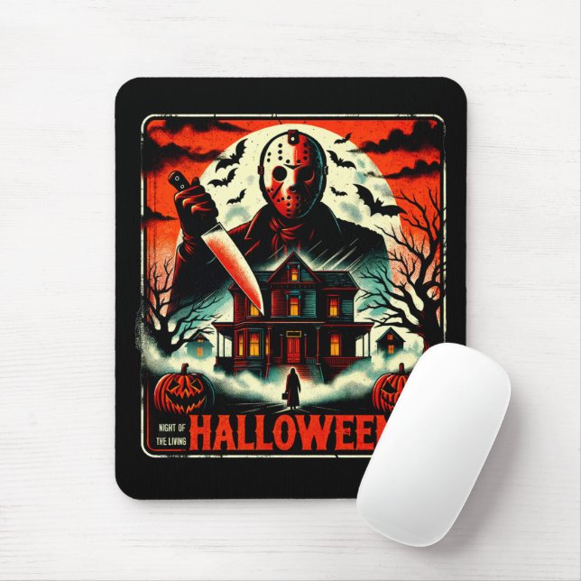 Mousepad Retro Halloween Horror Night 80s Slasher Vibes (Com mouse)