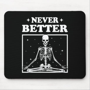 Mousepad Retro Halloween Nunca Melhor Esqueleto Yoga Assust