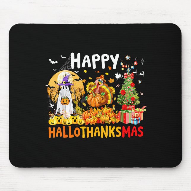Mousepad Retro Halloween Thanksgiving Christmas Happy Hallo (Frente)