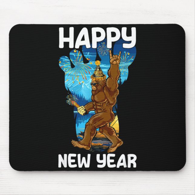 Mousepad Retro Happy New Year 2026 Bigfoot Lovers New Years (Frente)