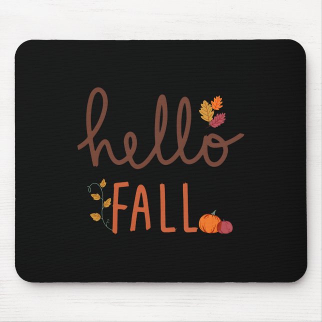 Mousepad Retro Hello Fall Leopard Pumpkin Autumn Season Tha (Frente)