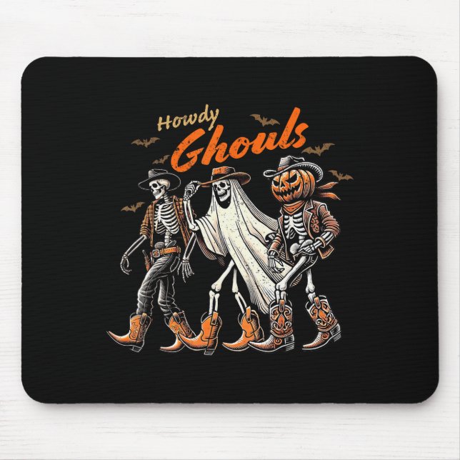 Mousepad Retro Howdy Ghouls Skeleton Cowboy Western Rodeo H (Frente)