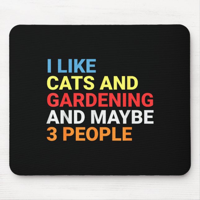 Mousepad Retro I Like Cats And Gardening Lover Plant Funny  (Frente)