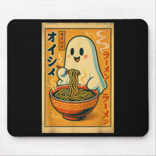 Mousepad Retro Japonês Ghost Eating Ramen Kawaii Art